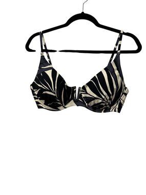 New Anne Cole Women's Size  38C/40B Black Gray & White Tropical Print Bikini Top